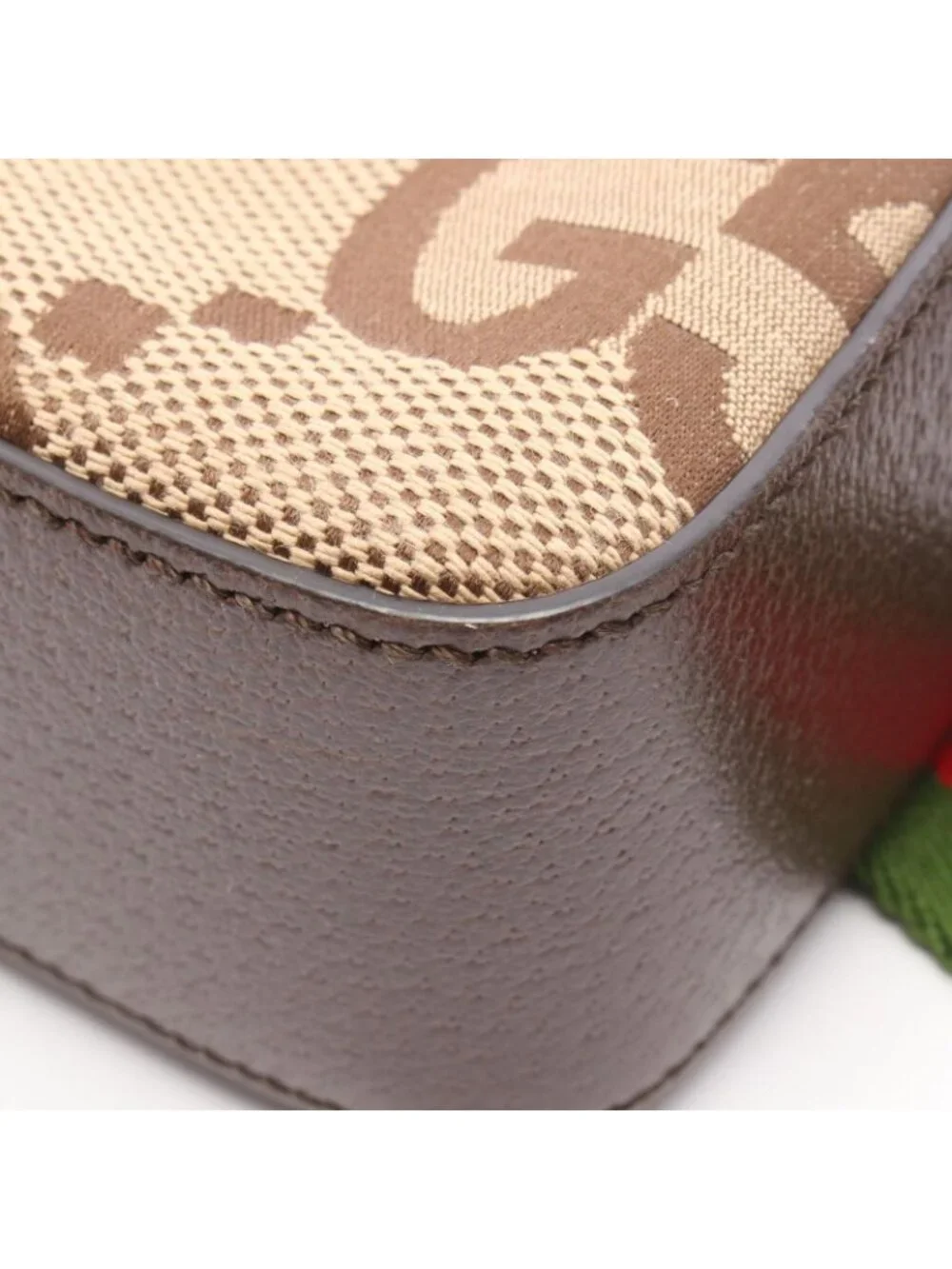 Gucci Shoulder Bag Jumbo GG Beige Brown Canvas Leather
